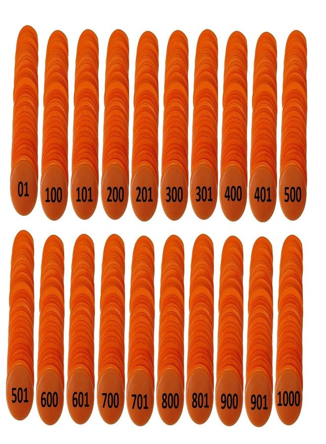 موريل عملة معدنية دائرية الشكل من البلاستيك من موريل، منقوشة، من 1 إلى 1000 (31 مم)، مناسبة للمتاجر، وألعاب الطاولة، والمنازل، والمدارس، وغيرها. (لون برتقالي)، ضمان طباعة مدى الحياة. - Image 1